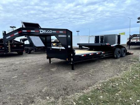 New 2027 Delco Trailers 24' gooseneck Split deck tilt bed, 2 #8000 lb torsion axles- #16000lb GVWR(16 tilt+8'stationary) Equipment Trailer