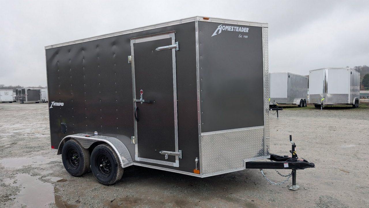 Used 2027 Homesteader 7x12 Tandem Intrepid V-Nose Cargo Trailer w/ Ramp