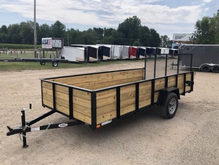New 2027 AMO 6.4X14 Woodside w/ LED Lights and Spring Assist Landscape Trailer