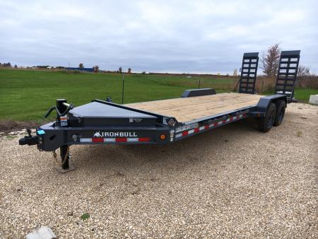 New 2027 Iron Bull 83 x 22 EWB Equipment Trailer -Gray with 8K Tandem Axles, 72  Fold Up Ramps, Spare Tire Mount and More!