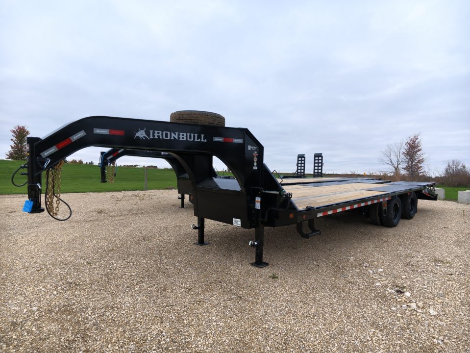 New 2027 Iron Bull 102 x 25 (20 +5) FLG Deckover Trailer -Gooseneck with 2) 10K Axles, 23,900lb. GVWR, Electric Brakes and More!