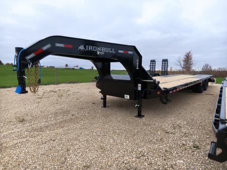 New 2027 Iron Bull 102 x 32 FLG Gooseneck Deckover, 5' Self-Cleaning Dove Tail, 2) 10K Axles, 23,900lb. GVWR, and More!