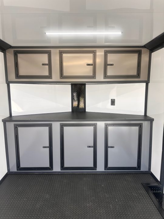 New 2027 8.5X18 Race Trailer - Finished Interior-5200LB Torsion Axle-Charcoal Poly-Blackout