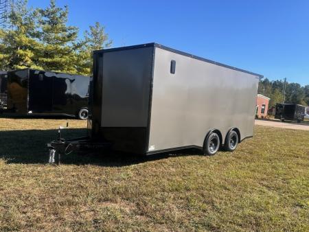 New 2027 8.5X18 Race Trailer - Finished Interior-5200LB Torsion Axle-Charcoal Poly-Blackout