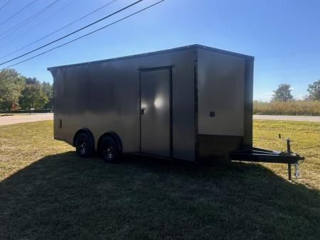New 2027 8.5X18 Race Trailer - Finished Interior-5200LB Torsion Axle-Charcoal Poly-Blackout