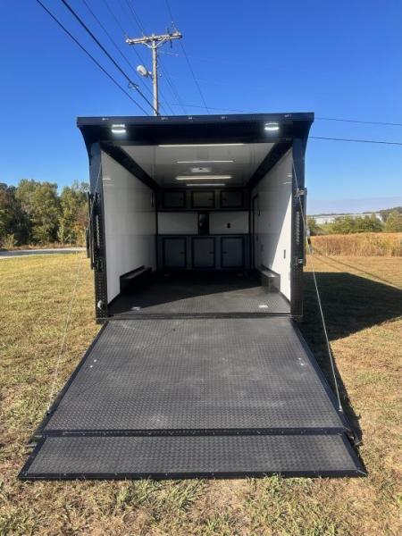 New 2027 8.5X18 Race Trailer - Finished Interior-5200LB Torsion Axle-Charcoal Poly-Blackout