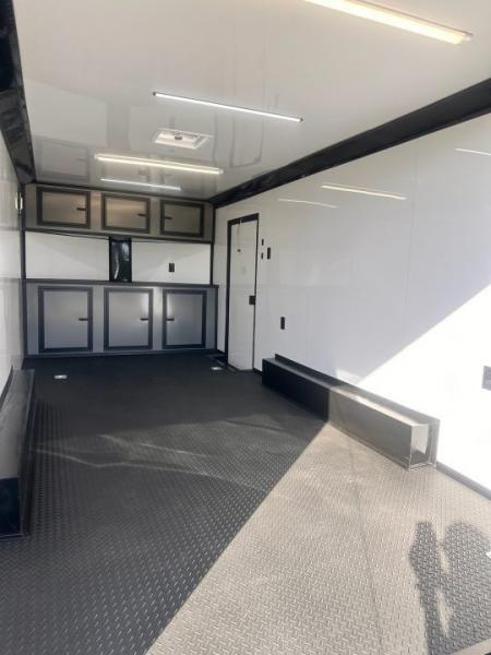 New 2027 8.5X18 Race Trailer - Finished Interior-5200LB Torsion Axle-Charcoal Poly-Blackout