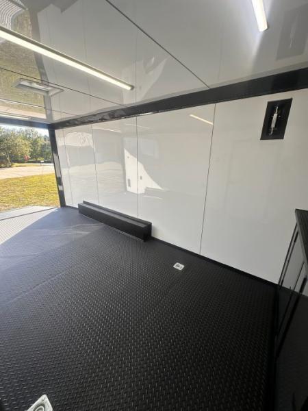 New 2027 8.5X18 Race Trailer - Finished Interior-5200LB Torsion Axle-Charcoal Poly-Blackout