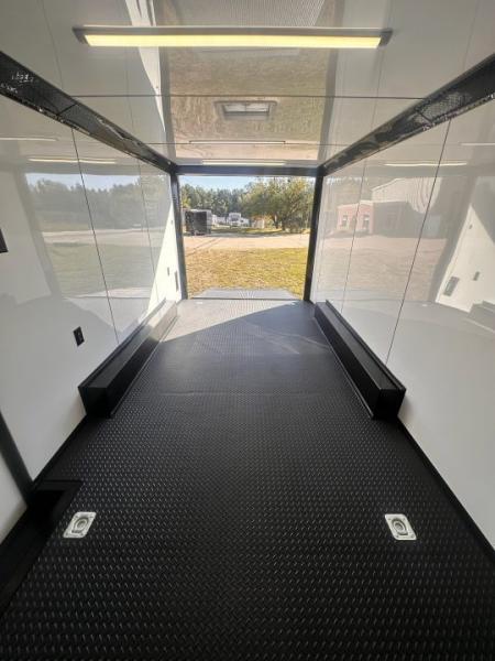 New 2027 8.5X18 Race Trailer - Finished Interior-5200LB Torsion Axle-Charcoal Poly-Blackout