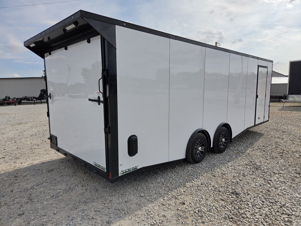New 2027 Rock Solid 8.5X24 TANDEM 10K CARGO W/SPREAD AXLE DRIVERS SIDE ESCAPE OVER FENDER 7' HEIGHT BLACKOUT TRIM RUBBER NICKEL FLOORING