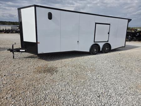 New 2027 Rock Solid 8.5X24 TANDEM 10K CARGO W/SPREAD AXLE DRIVERS SIDE ESCAPE OVER FENDER 7' HEIGHT BLACKOUT TRIM RUBBER NICKEL FLOORING