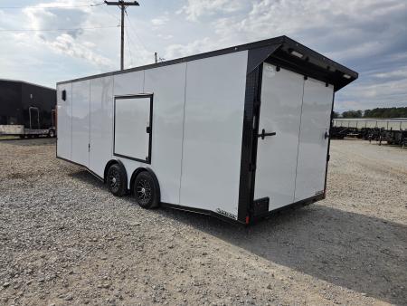 New 2027 Rock Solid 8.5X24 TANDEM 10K CARGO W/SPREAD AXLE DRIVERS SIDE ESCAPE OVER FENDER 7' HEIGHT BLACKOUT TRIM RUBBER NICKEL FLOORING