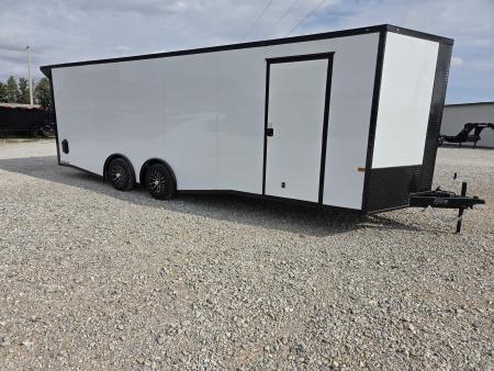 New 2027 Rock Solid 8.5X24 TANDEM 10K CARGO W/SPREAD AXLE DRIVERS SIDE ESCAPE OVER FENDER 7' HEIGHT BLACKOUT TRIM RUBBER NICKEL FLOORING