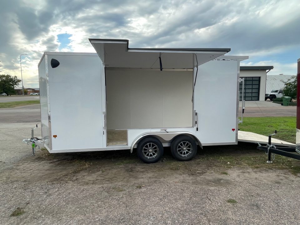 New 2027 ALCOM 7.4x16 All Aluminum Extra Height Cargo / Enclosed Trailer