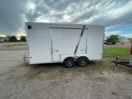 New 2027 ALCOM 7.4x16 All Aluminum Extra Height Cargo / Enclosed Trailer