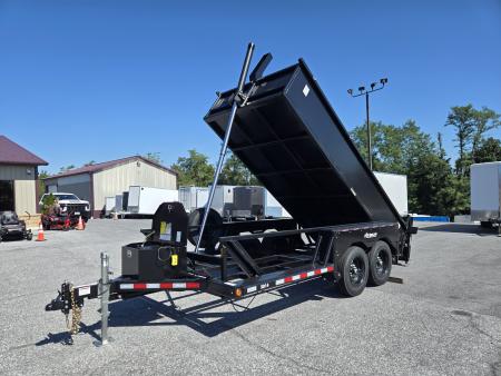 New 6'2  x 14 Air Tow 3D-14 Drop-Deck Equipment Trailer/Dump Trailer, 18.5k GVWR ***w/ 6A Battery Charger, Spare Mount, Black Wheels, Black Paint