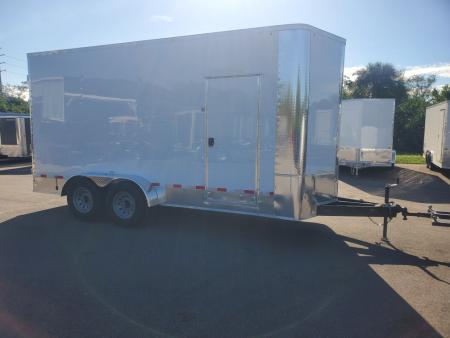 New 2027 Arising 7X16 TA 14000 LB GVWR(2-7K TORSION AXLES) Cargo / Enclosed Trailer WITH 8FT INTERIOR HEIGHT, DOUBLE 3/4  PLYWOOD FLOOR, 12  ON CENTER FLOOR AND WALLS STUDS, 2 SHELVES IN V NOSE, 1 PIECE ROOF, EXTENDED TONGUE