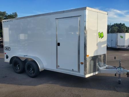 New 2027 ALCOM 7X14 TANDEM AXLE 7000 LB GVWR Cargo / Enclosed Trailer WITH SCREWLESS EXTERIOR, 6'10  INTERIOR HEIGHT, 1 PIECE ROOF, REAR RAMP DOOR