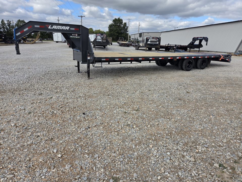 New 2027 Lamar 102X32 TANDEM DUAL LO-PRO GOOSENECK FLATBED W/10K AXLES & MAX RAMPS