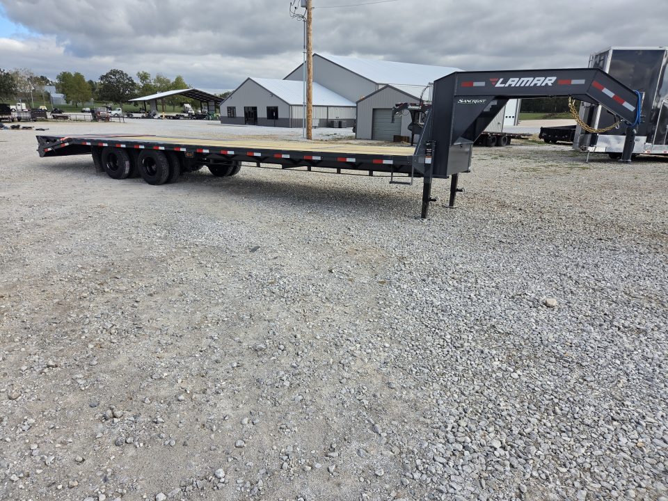 New 2027 Lamar 102X32 TANDEM DUAL LO-PRO GOOSENECK FLATBED W/10K AXLES & MAX RAMPS