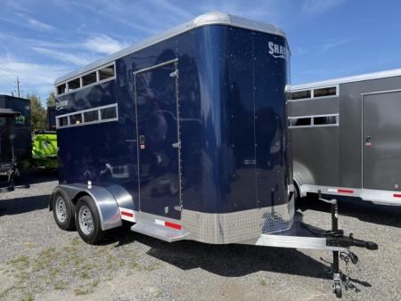 New 2026 Shadow 2 Horse Blue Bumperpull Slant Trailer / Livestock Trailer with Removable Dividers and Tack Room Horse Trailer