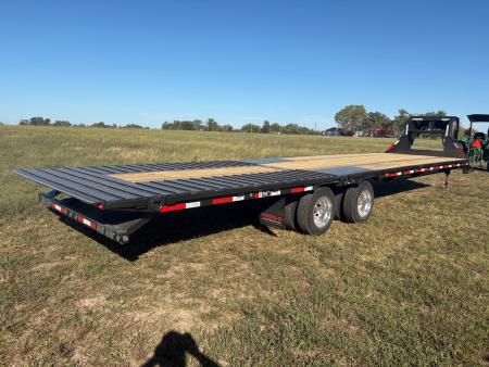 New 2027 MAXX-D 102x34 Tandem 40K Hydrotail Flatbed Trailer W/ Steel Runners & Wireless Remote