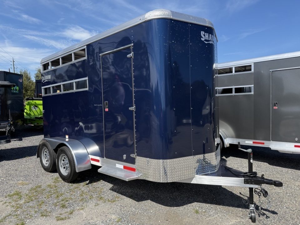 New 2026 Shadow 2 Horse Blue Bumperpull Slant Trailer / Livestock Trailer with Removable Dividers and Tack Room Horse Trailer