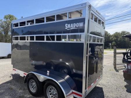 New 2026 Shadow 2 Horse Blue Bumperpull Slant Trailer / Livestock Trailer with Removable Dividers and Tack Room Horse Trailer
