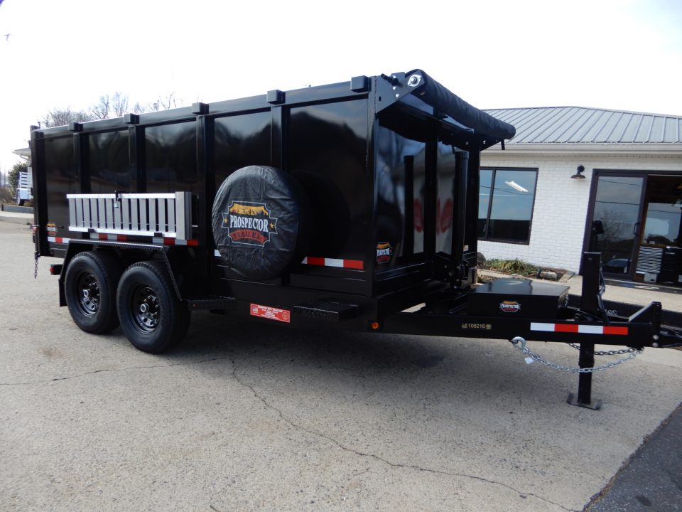 New 2027 Covered Wagon 7x14 Dump, 4' Sides, Tarp, Spare, Ramps