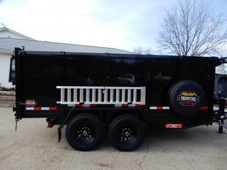 New 2027 Covered Wagon 7x14 Dump, 4' Sides, Tarp, Spare, Ramps