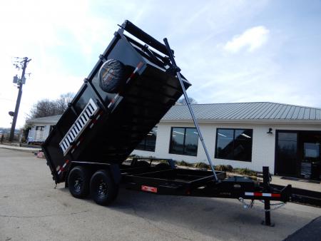 New 2027 Covered Wagon 7x14 Dump, 4' Sides, Tarp, Spare, Ramps