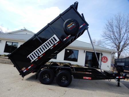 New 2027 Covered Wagon 7x14 Dump, 4' Sides, Tarp, Spare, Ramps
