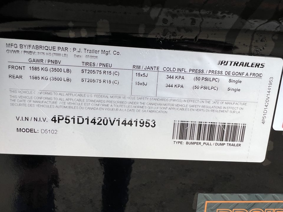New 2027 PJ Trailers 10' D5 Dump Trailer