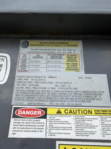 Used 2024 RawMaxx FDX-36212KHYD-8863 Deckover Trailer