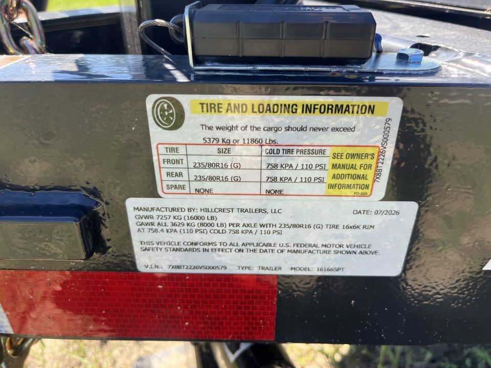 New 2027 Hillcrest Trailers 16166SPT (7 x 22 16k) Tilt Trailer
