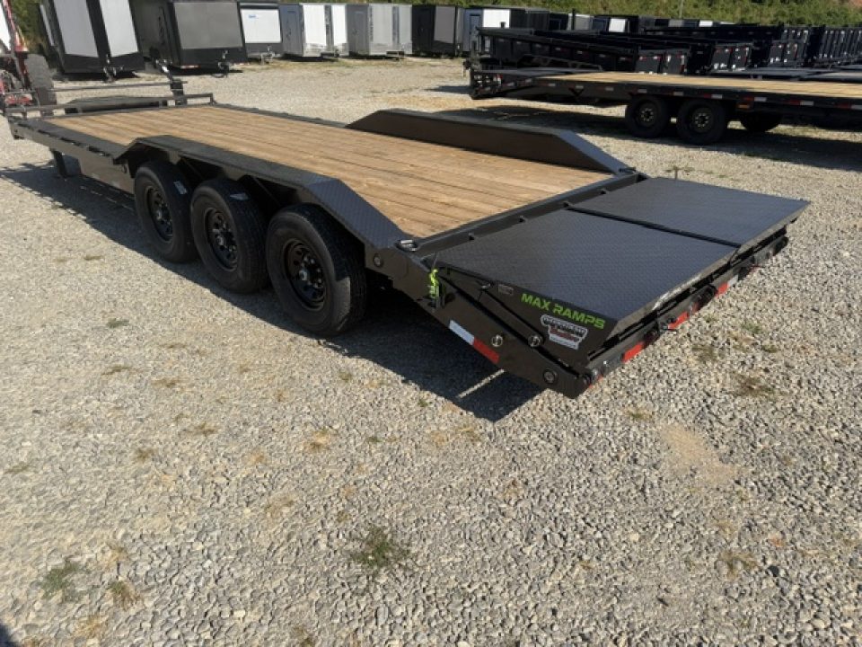 New Load Trail Equipment 102 x 24 21K Gun Metal Gray W/ MAX Ramps, Winch Plate, and MAX Box