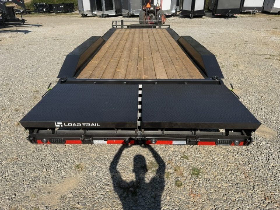 New Load Trail Equipment 102 x 24 21K Gun Metal Gray W/ MAX Ramps, Winch Plate, and MAX Box