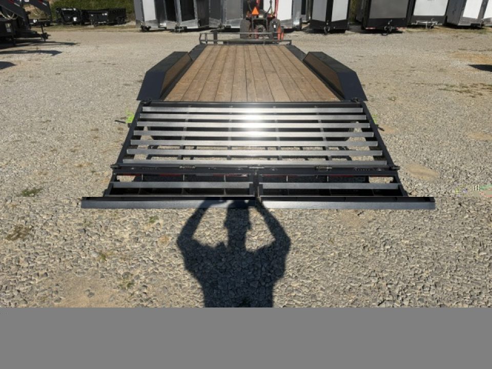 New Load Trail Equipment 102 x 24 21K Gun Metal Gray W/ MAX Ramps, Winch Plate, and MAX Box