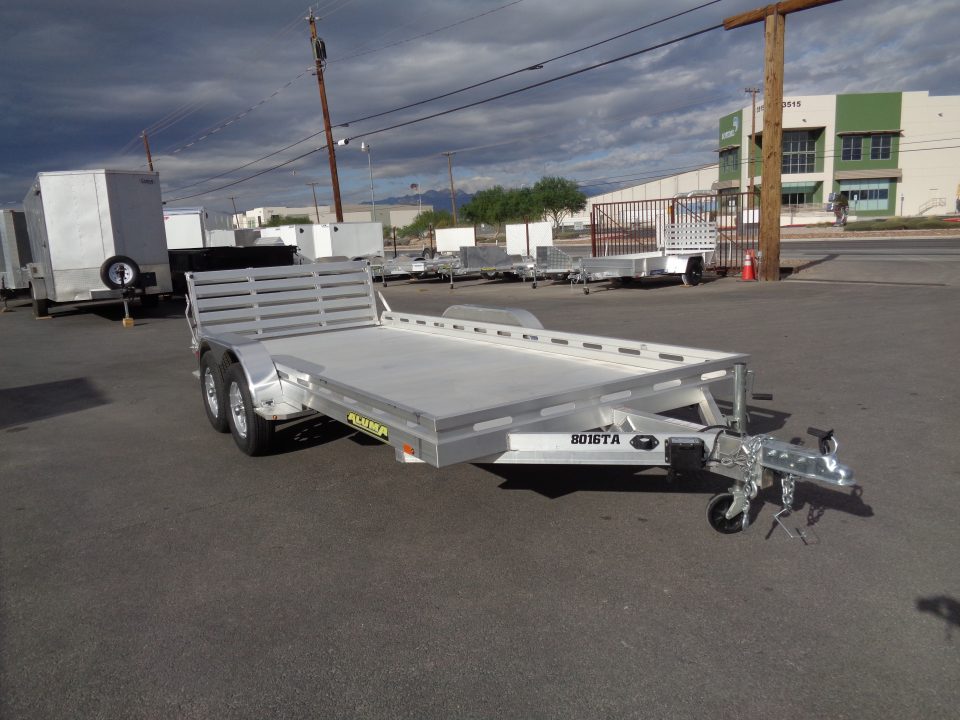 New 2027 Aluma * 8016 BT * 16Ft Tandem Axle 8.5K Aluminum Car Hauler w/ Bi-Fold Tailgate