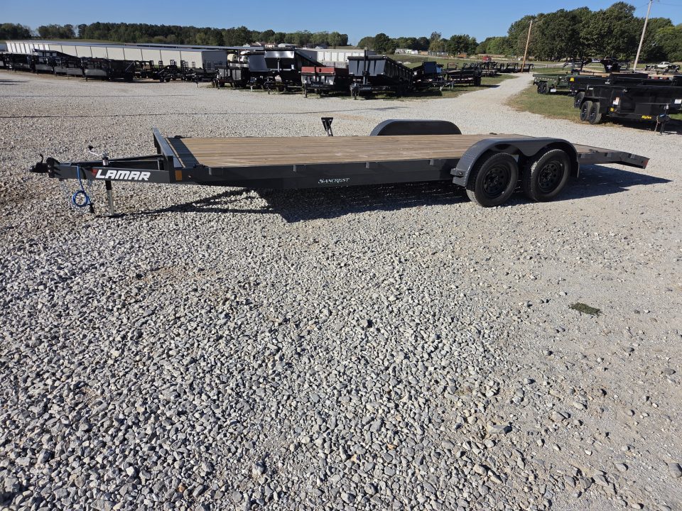 New 2027 Lamar 83X22 TANDEM 7K CAR HAULER W/2' STEEL DECK & SLIDE OUT RAMPS