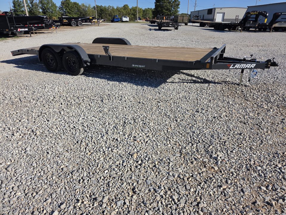 New 2027 Lamar 83X22 TANDEM 7K CAR HAULER W/2' STEEL DECK & SLIDE OUT RAMPS