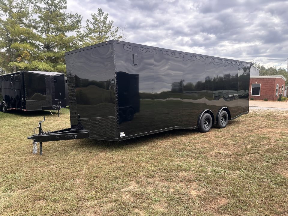 New 2027 8.5x24 Racing Trailer Finished Interior- 5200 Tandem Axle-Black -Blackout