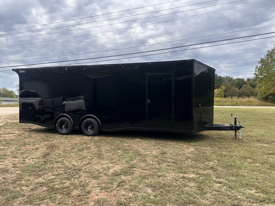 New 2027 8.5x24 Racing Trailer Finished Interior- 5200 Tandem Axle-Black -Blackout