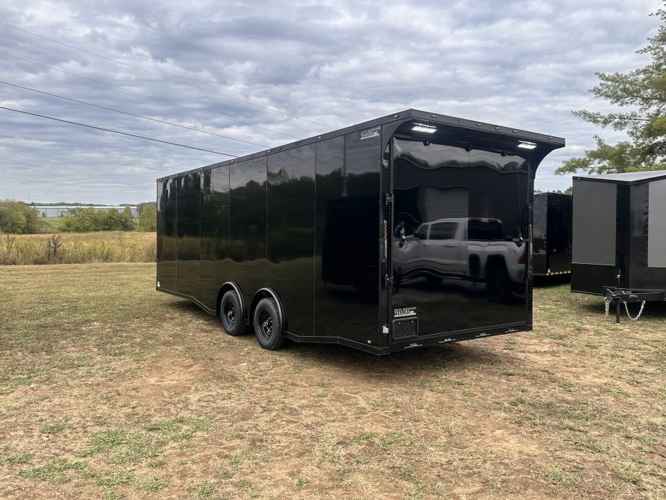 New 2027 8.5x24 Racing Trailer Finished Interior- 5200 Tandem Axle-Black -Blackout