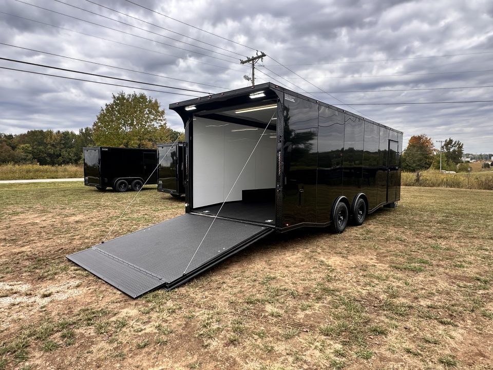 New 2027 8.5x24 Racing Trailer Finished Interior- 5200 Tandem Axle-Black -Blackout