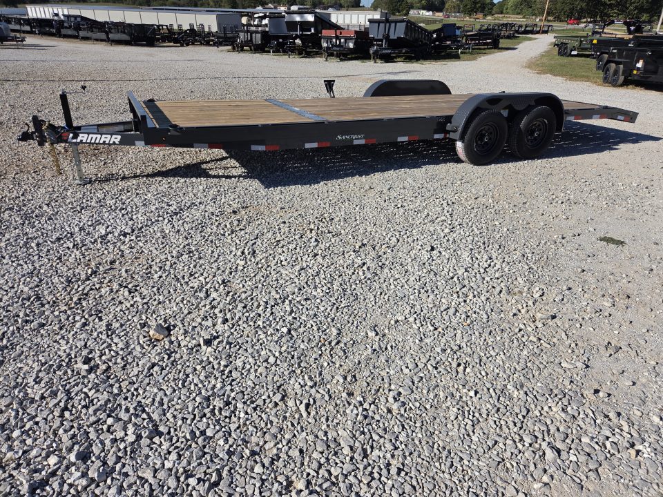 New 2027 Lamar 83X24 TANDEM 10K CAR HAULER W/2' STEEL DOVE & SLIDE OUT RAMPS