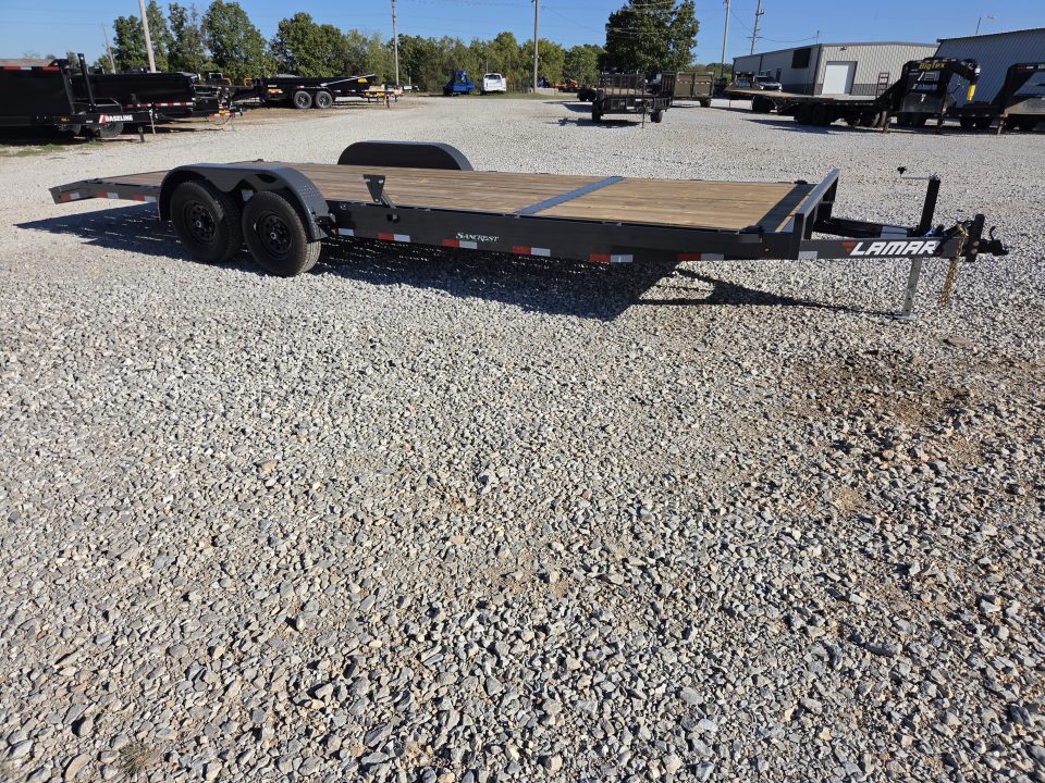 New 2027 Lamar 83X24 TANDEM 10K CAR HAULER W/2' STEEL DOVE & SLIDE OUT RAMPS