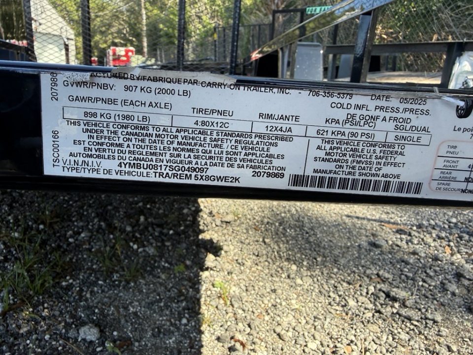 Used 2025 Carry-On 5 X 8 Utility Trailer with Spare Tire Included Utility Trailer