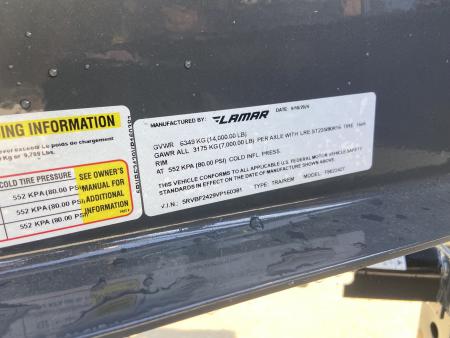 New Lamar 14K Deckover Trailer 102" X 24'