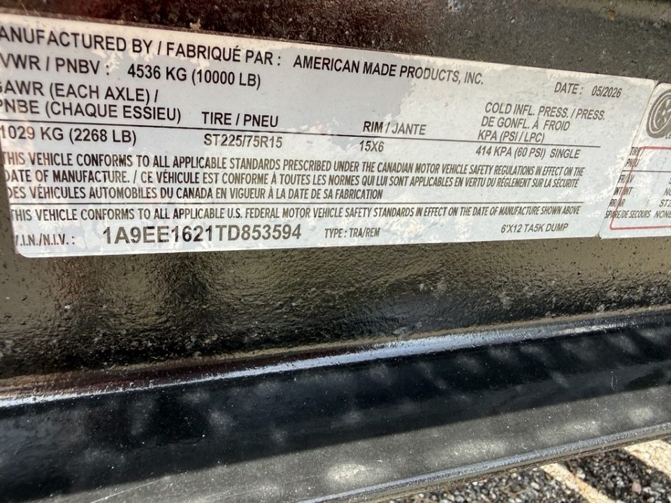 Used 2026 American Trailers 6x12 Dump Trailer with 4' Sides & Spare Tire Dump Trailer